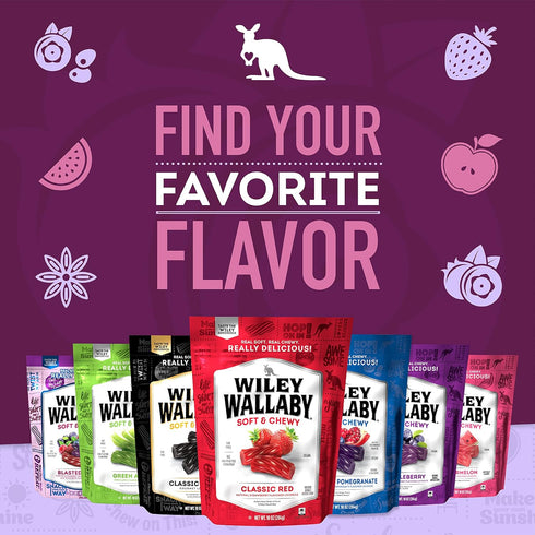 Wiley Wallaby Licorice 10 Ounce Classic Gourmet Soft & Chewy Australian Huckleberry Licorice Candy Twists, 1 Pack...