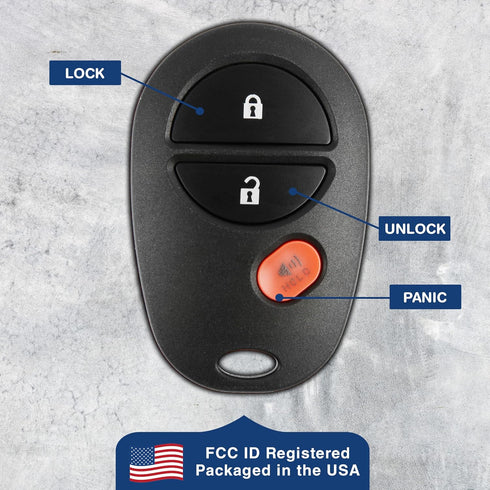 KeylessOption Key Fob Replacement for 2004-2018 Toyota Tundra Tacoma Sienna Sequoia Highlander Remote, 3-Button GQ43VT20T...