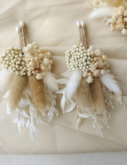 Dried Flowers Boutonnieres Set of 2 for Men Boho Fall Wedding Grooms Buttonhole Rustic Best Man Pampas Grass Dry Flower Decoration (Beige)...
