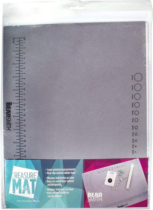 The Beadsmith Non-Slip Treasure Mat, 11 x 14 inches, non-slip rubber base with soft padded surface, laser printed measurements in both inches and ...