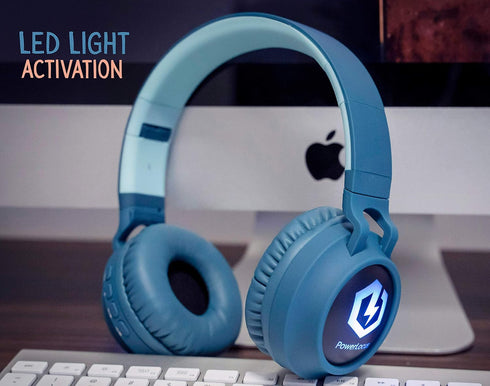 PowerLocus Bluetooth Headphones for Kids, Wireless Bluetooth Headphones, Kid Headphones Over Ear with LED, Foldable Headset with Mic,Volume Limite...