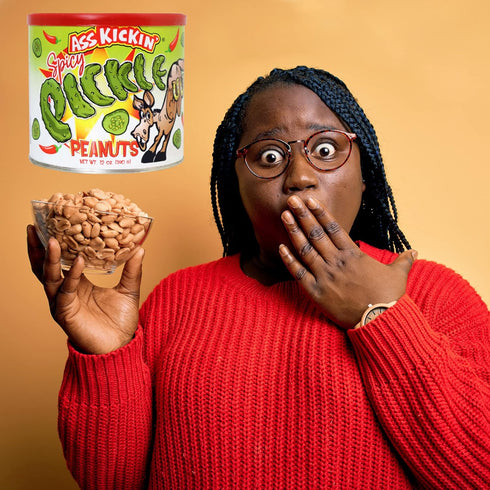 ASS KICKIN’ Spicy Peanuts - Hot Peanuts Spicy - 12oz - Nuts Flavoured with Pickle - Ultimate Gourmet Gift - Try if you dare!...