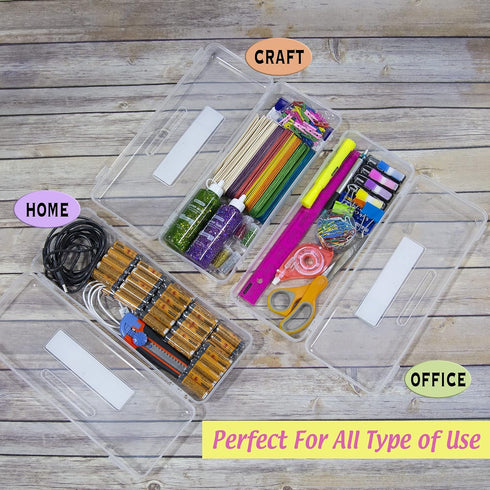 BAZIC Plastic Pencil Case, Ruler Length Large Utility Storage Box, Clear Color, Multi Purpose Organizer, 1-Pack...