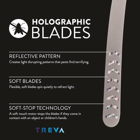 Treva Chemical Free Rechargeable Bug Fan Fly Deterrent with Holographic Blades to Clear Bugs, Mosquitoes, and Flies…...