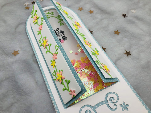 Alinacutle Slimline Card Frame Vintage Window Die Cut and Clear Stamps, Paper Craft Metal Die Sets,Scrapbooking Cutting,DIY Card Metal Punch Templ...