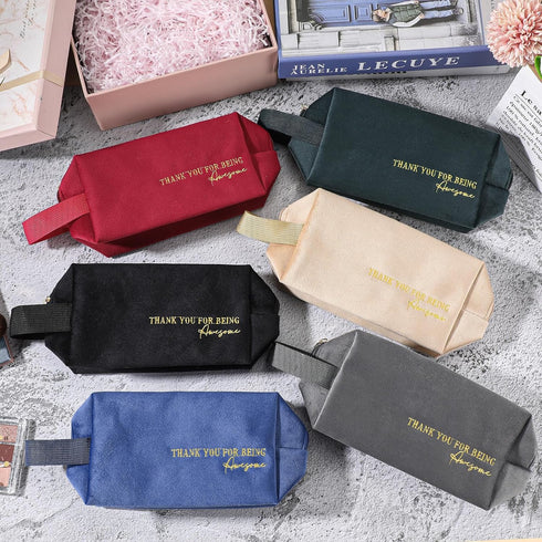Buryeah Inspirational Cosmetic Bags Teacher Nurse Appreciation Gift Velvet Makeup Bag Organizer Purse Pouches Thank You Gift for Employee Pencil C...