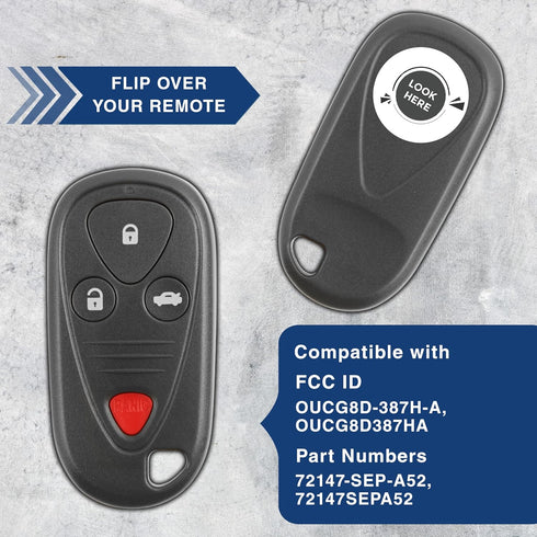 KeylessOption Key Fob Replacement for 2004 2005 2006 2007 2008 Acura TL TSX Remote, 4-Button OUCG8D387HA, Programming Guide Included...