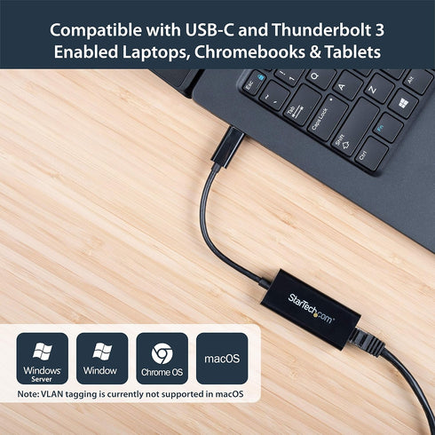 StarTech.com USB-C to Gigabit Ethernet Adapter, Thunderbolt 3 /4 Compatible, RJ45 LAN Network Converter, Windows & Mac...