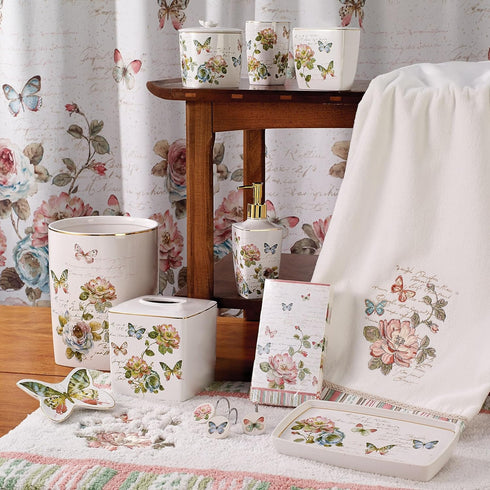 Avanti Linens - Toothbrush Holder, Ceramic Bathroom Accessories, Artsitic Home Decor (Butterfly Garden Collection)...