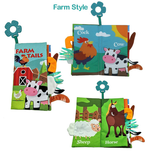 2 in 1 Soft0-6 Months CrinkleInfant Toddler Baby Books, Farm & Animal Unbreakable Books,Tummy Time Teething Sensory Toys,Early Touch Feel Book Gif...