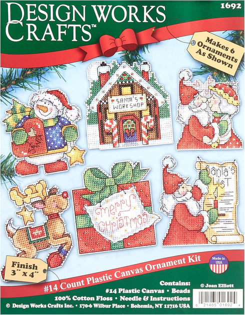 Tobin Santas Workshop Makes Cross Stitch Ornament Kit, 3"x4" 14 Count Set of 6...