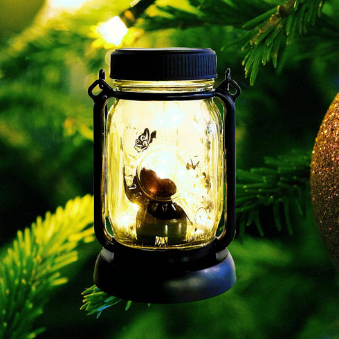 Elephant Play Fairy Theme Garden Lights, Solar Mason Jar Lights, Patio Solar Lights, Outdoor Decorative Lights, Hanging Lights, Gifts for Mom, Gif...