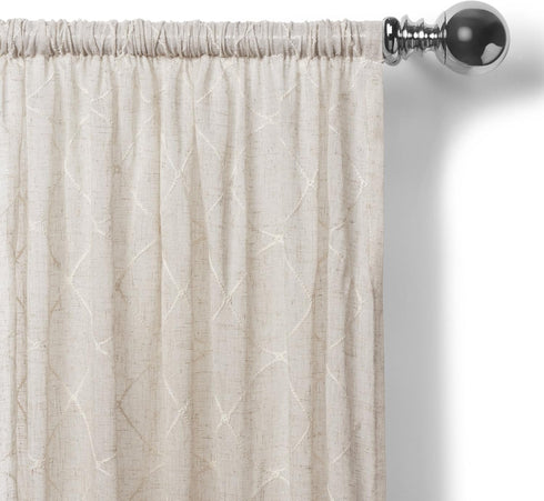 Elrene Home Fashions Taylor Embroidered Rod Pocket Kitchen/Cafe Tier Window Curtain Tiers, Set of 2, 30" x 24", Linen...
