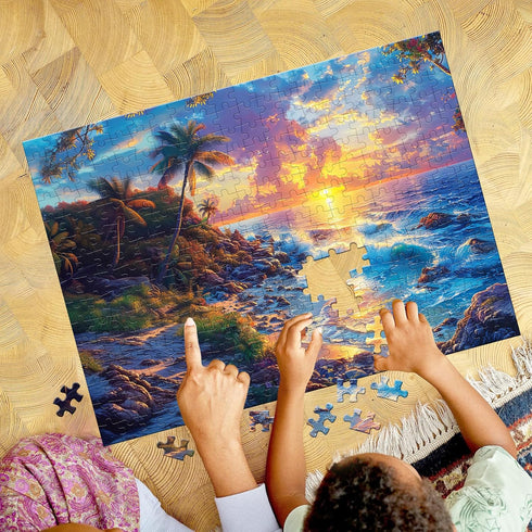 300 Pieces Jigsaw Puzzle for Adults,Hawaii Beach Sunset Puzzles Highlights The Azure Skies & Serene Shorelines - Thick, Sturdy Pieces Challenging ...
