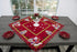 Embroidered Christmas Holiday Santa Claus and Christmas Trees Doily Table Topper Small Tablecloth on Red 33 Inches Square...