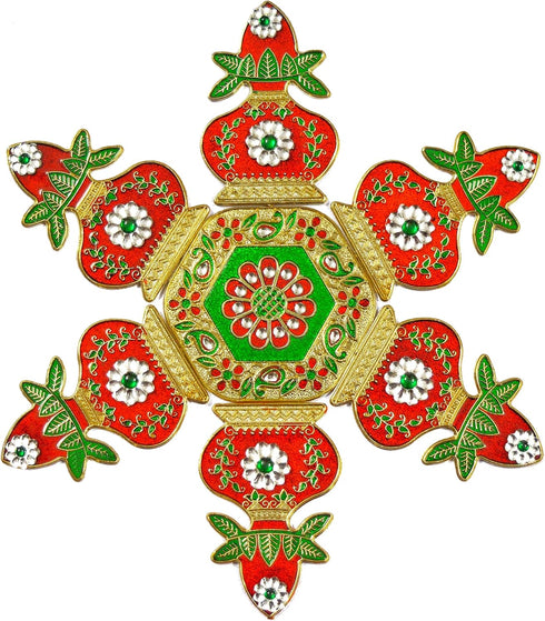 Meenari Decorative Diwali Rangoli Set-White Kundan Stones Decorations (Set of 7 Pieces)...