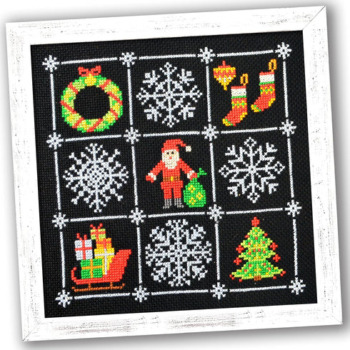 Counted Cross Stitch Kit 'Merry Christmas' - Easy-to-do Embroidery Sampler Set for the Christmas and New Year Holidays, Encouragement, with a Chri...