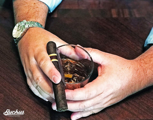 Premium Whiskey Glass and Cigar Holder - Dual-Purpose Cigar Rest. Old Fashioned Cigar Whiskey Glass with Cigar Holder, Whisky Gift for Men, Father...
