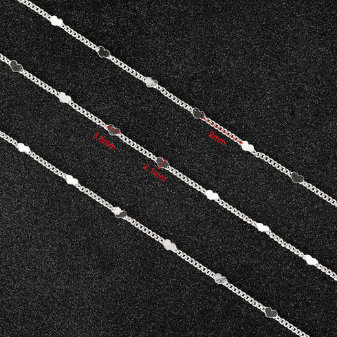 UMAOKANG 10 Meters Silver Chains for Jewelry Making, Silver Plated Brass Flat Heart Curb Link Chain Women Necklace Bracelet DIY Jewelry Chains Bul...
