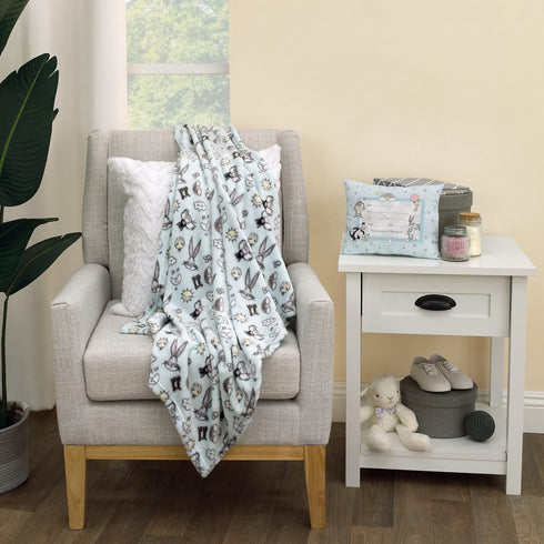 Warner Brothers Looney Tunes Best Buds Pastel Blue, Yellow, and White Bugs Bunny, Tweety, and Sylvester The Cat Super Soft Baby Blanket...