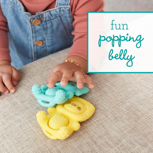Infantino Teethimal Pop Pals - Elephant & Lion Sensory Popper Toy with Soothing Teething Textures for Infants & Toddlers, 6M+...