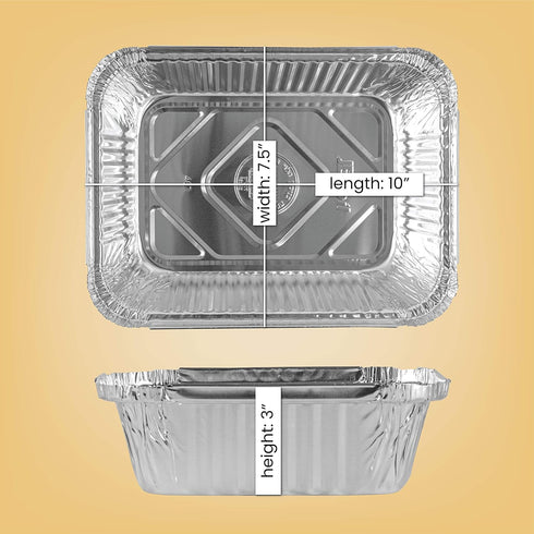 PLASTICPRO Disposable 5 LB Aluminum Takeout Tin Foil Baking Pans 7'' X 10'' X 3'' Inch Bakeware - Cookware Perfect for Baking Cakes,Brownies,Bread...