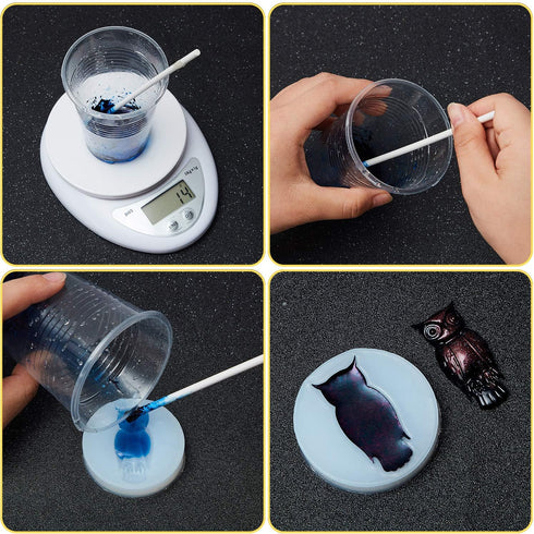 WILLBOND 6 Pieces Halloween Resin Coffin Molds Include Coffin Box Bat Silicone Owl Casting Skull Hands Ghost Shape Resin Mold Set for Halloween DI...