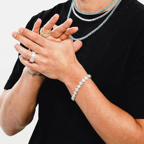 TOPGRILLZ Gold Bracelet Tennis Bracelets for Women Mens 1 Row 10mm 14K Gold Plated Iced Out Cubic Zirconia Solitaire Cluster Pulseras Para Mujer...