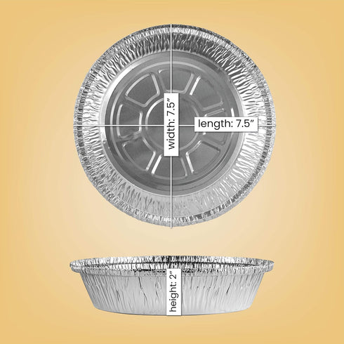 PLASTICPRO 7'' Inch Round Tin Foil Pans Disposable Aluminum, Freezer & Oven Safe - For Baking, Cooking, Storage, Roasting, & Reheating, Pack of 50...