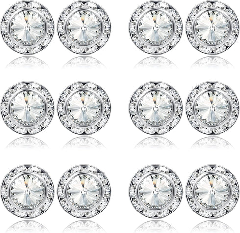 BESTEEL Rhinestone Earrings Round Shaped Acrylic Stone Inside Crystal Halo Stud Earrings for Dance Competitions Stage Opera Performance Wedding Pa...