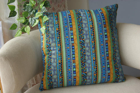 TAOSON Blue Stripe Bohemian Style Antique Cotton Blend Linen Sofa Throw Pillowcase Cushion Cover Pillow Cover with Hidden Zipper Closure Only Cove...