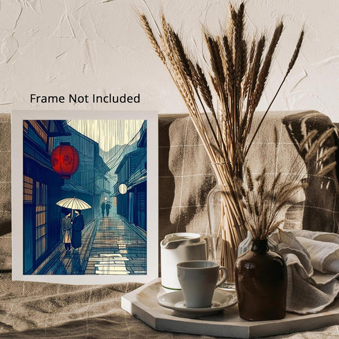 Posterizer 1 pcs-rainy evening scene in a traditional Japanese street 1-Collectibles & Fine Art-Vintage Art- Gift for Men Women Entrepreneur Teens...