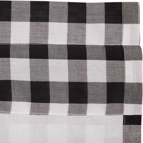 VHC Brands Annie Buffalo Check Cotton Farmhouse Kitchen Curtains Rod Pocket 16x72 Valance, Black...