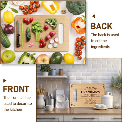 Grandma Bamboo Cutting Board Gift, Farmhouse Home Kitchen Decor, Bamboo Cutting Board With Warm Words, Grandma Birthday Gifts From Grandkids, Chri...