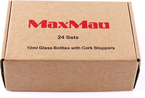 MaxMau 24PCS 10ml Glass Bottles Mini Vials with Cork Stoppers for DIY Decoration and Wedding Party Favors...