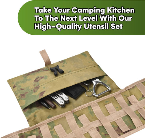 Grippi Hanging Camping Utensil - Tableware Storage Organizer - Compact Waterproof Bag for Outdoor Cooking Enthusiasts - Camp Kitchen Equipment - C...