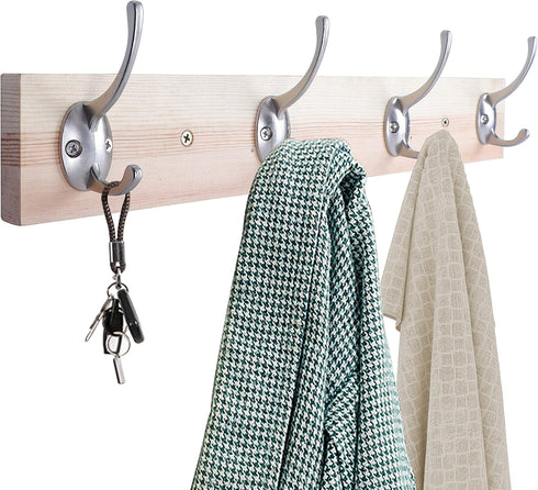 IBosins 12 Pack Silver Coat Hooks Wall Mounted with 24 Screws Retro Double Hooks Utility Silver Hooks for Coat, Scarf, Bag, Towel, Key, Cap, Cup, ...