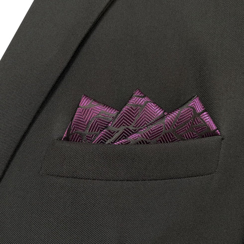 S&W SHLAX&WING Mens Pocket Squares Purple with Dark Fringe Groom's Accessories...