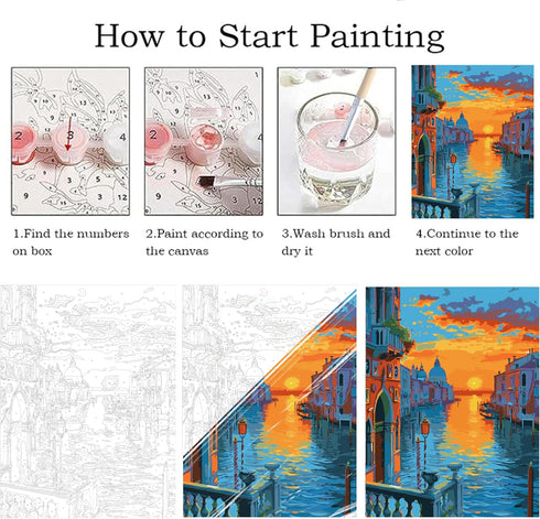 ZRIZQ Paint by Number for Adults Beginners,City Landscape Paint by Numbers Kits on Canvas,DIY Paint by Numbers for Home Wall Art Decor(12x16Inch)...