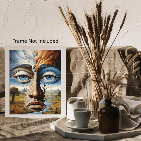 Posterizer 1 pcs-artistic futuristic two faced creature-Abstract & Modern Art-Fantasy & Fiction Art-Gift for Art Lovers-Decor for Home & Office- U...