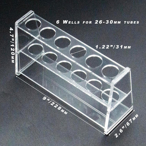 Acrylic Test Tube Holder Rack for 100ml Centrifuge Tubes Clear?Holds 26-30mm Tubes (100ml, 6 Wells)...
