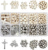 Firstmeet Jewelry Making Kit with Turquoise Round Beads and Cross Pendant, Rhodium Plated Spacer and Cross Charms for Necklace Bracelet Earrings M...