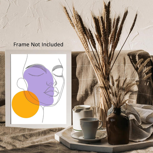 Posterizer 1 pcs-single art of a womans face-purple orange minimal art 1-Abstract & Modern Art-Gift for Art Lovers-Decor for Home & Office- unfram...