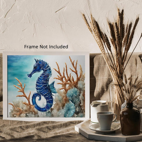 Posterizer 1 pcs- Dark blue seahorse on the bottom of the ocean-Art for Animal Lovers- Gift for Men Women Entrepreneur Teens-decor for Bedroom, Of...