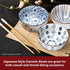 Japanese Rice Bowls Set of 6 - Porcelain Cereal Bowl in Vintage Blue White Design - Stackable Ceramic Dinner Set for Rice, Salad & Soup - Microwav...