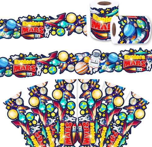 67.9 Ft Space Astronauts Bulletin Board Borders Die-Cut Bulletin Borders Planet Shape Rolled Bulletin Board Trim for School Classroom Office Chalk...