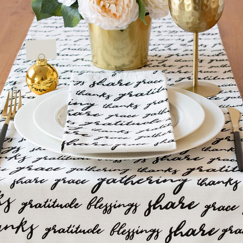 Thanksgiving Table Runner with Quotation (Off-White, 14x72 inch, Pack of 1) for Holiday, Halloween , Christmas , Wedding, Cocktail Party...