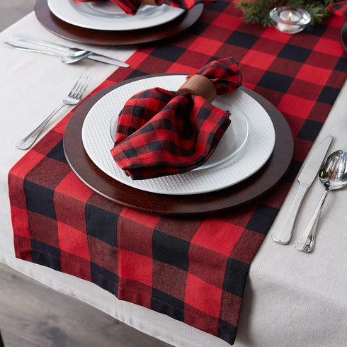 DII Buffalo Check Collection, Classic Farmhouse Table Runner, 14x108, Red & Black...