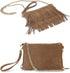 HOXIS Fringe Cross Body Bag Womens Small Shoulder Bag Top Zip Wristlet...