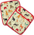 Pot Holders Set of 2 Heat Resistant 480? Kitchen 100% Cotton Comfortable Lining Printing Dog Flower Women Men Home Cooking Baking Microwave BBQ Gi...